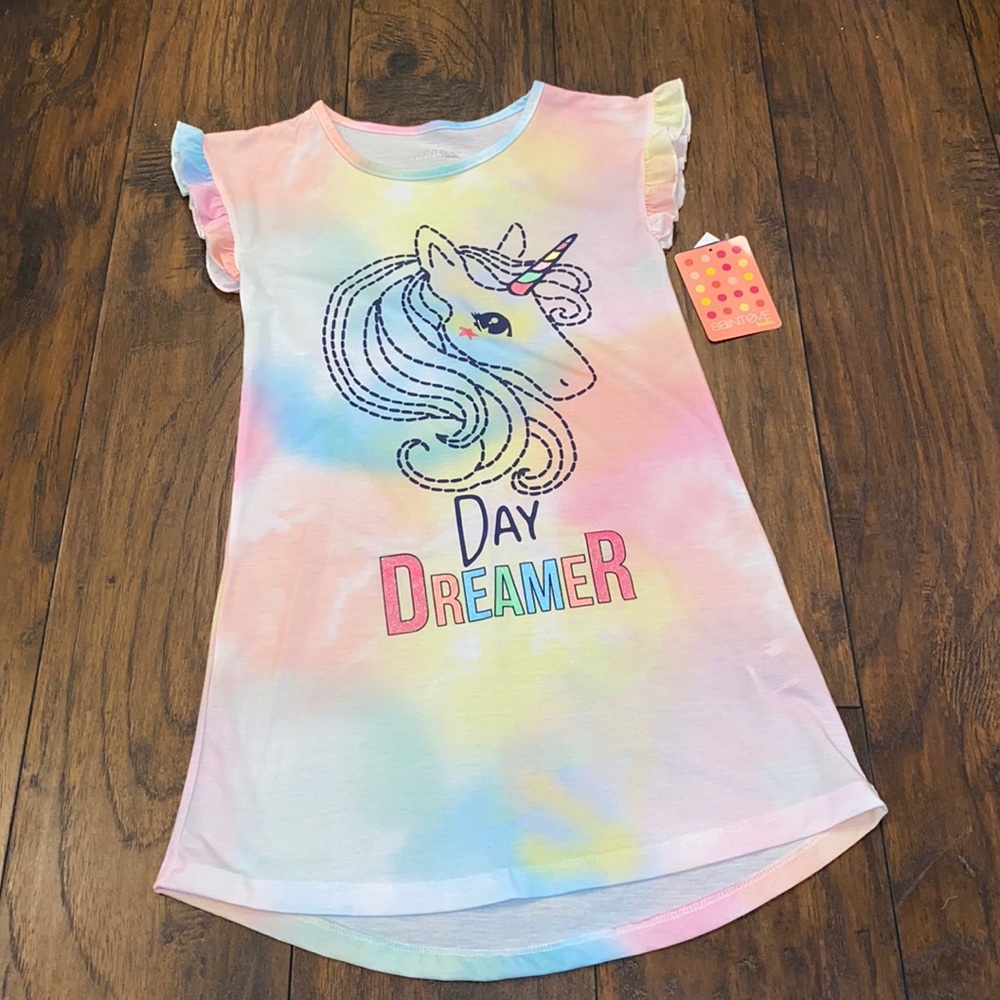 Saint Eve Kids Rainbow 🌈 Tie Dye Unicorn 🦄 Nightgown
